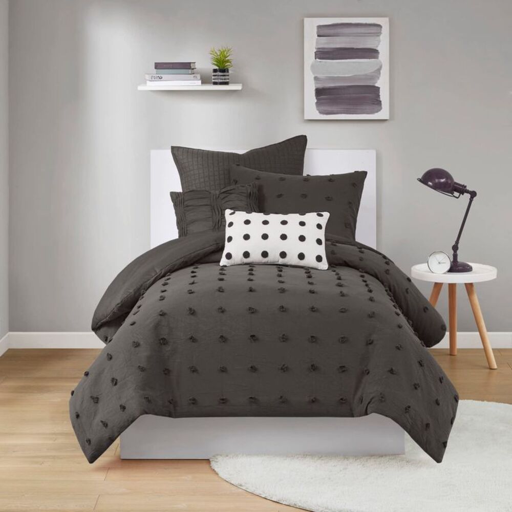 Urban Habitat - 5pc Twin/Twin Extra Long Urban Habitat Kay Cotton  Charcoal